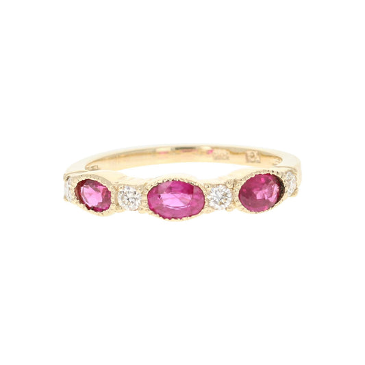 Ruby Diamond Bridal Yellow Gold Band
