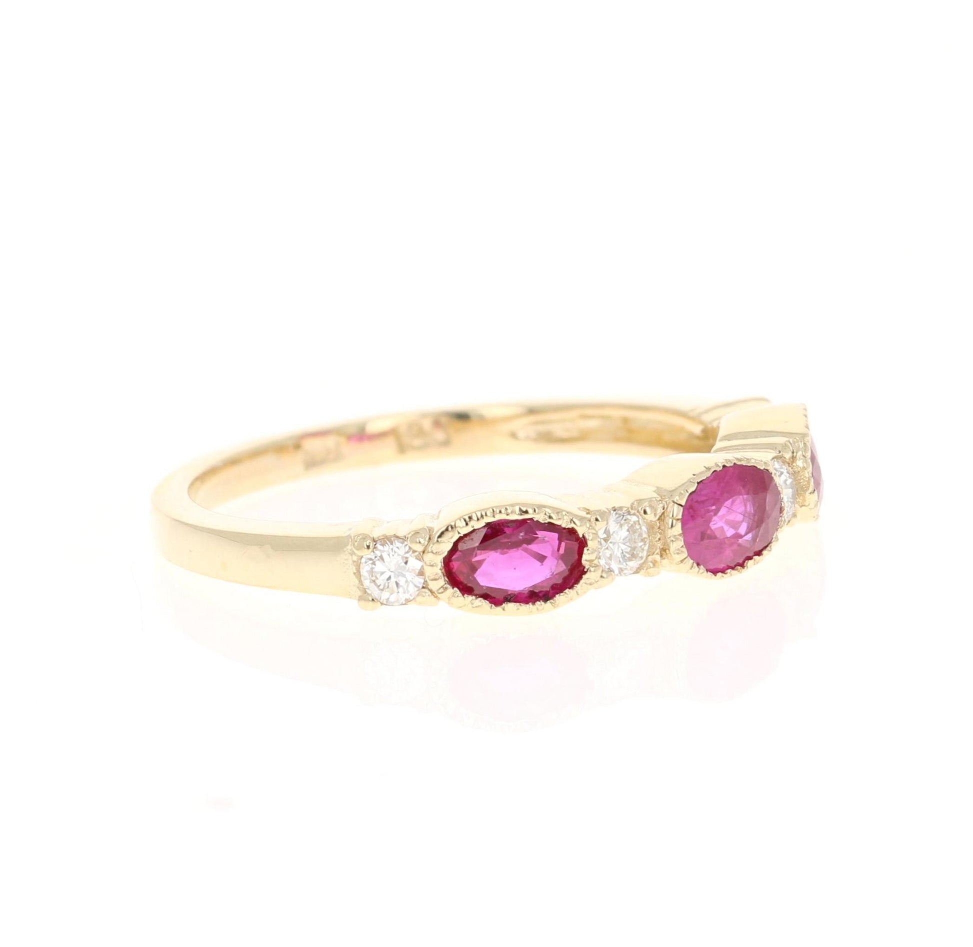 Ruby Diamond Bridal Yellow Gold Band