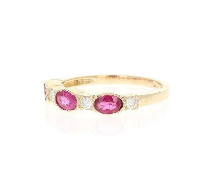 Ruby Diamond Bridal Yellow Gold Band