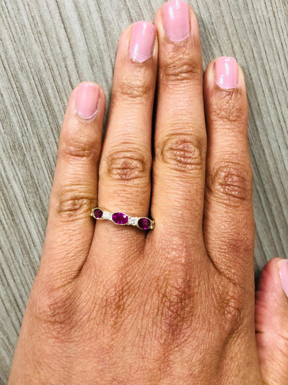 Ruby Diamond Bridal Yellow Gold Band