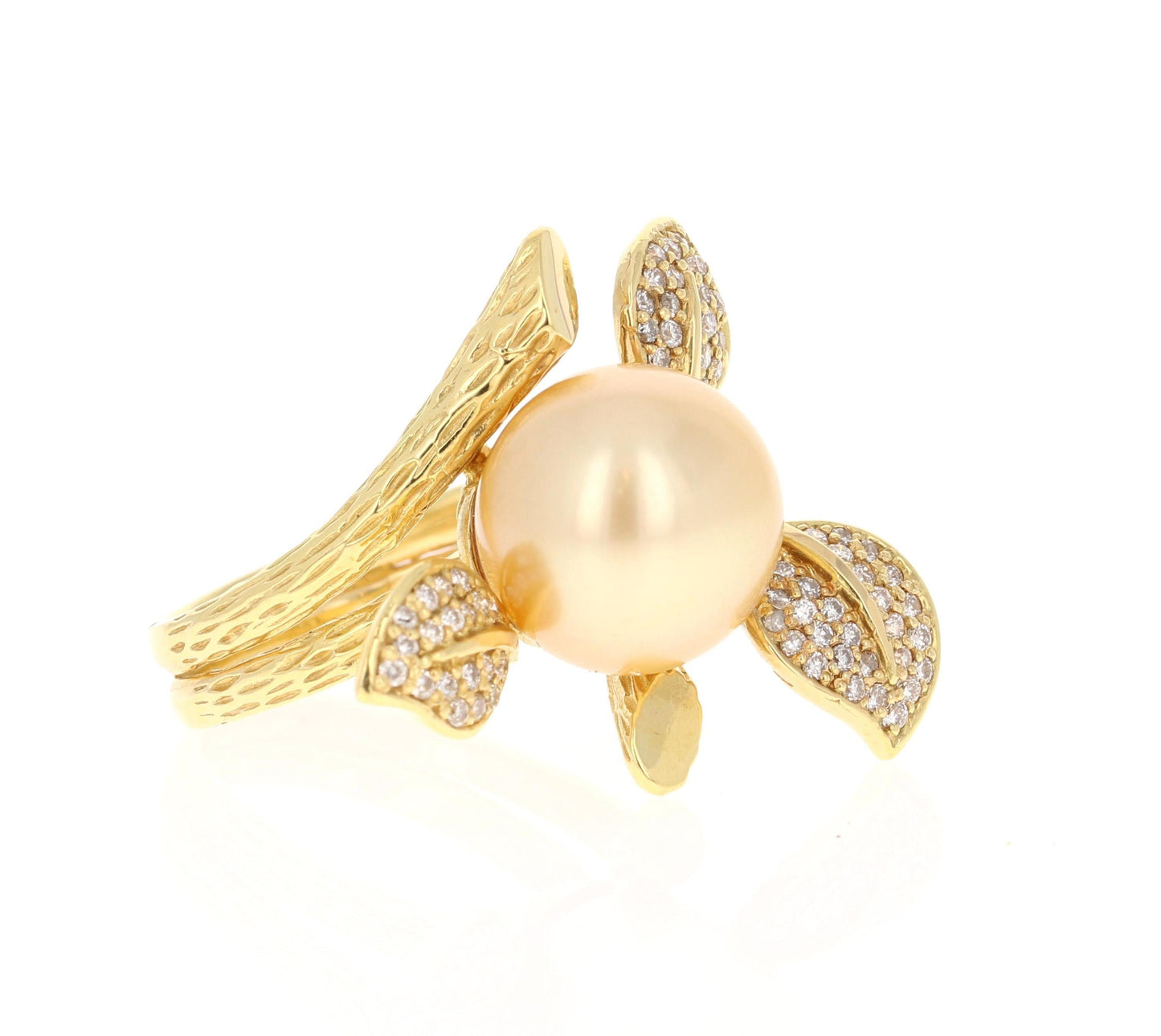South Sea Gold Pearl Diamond Yellow Gold Statement Ring
