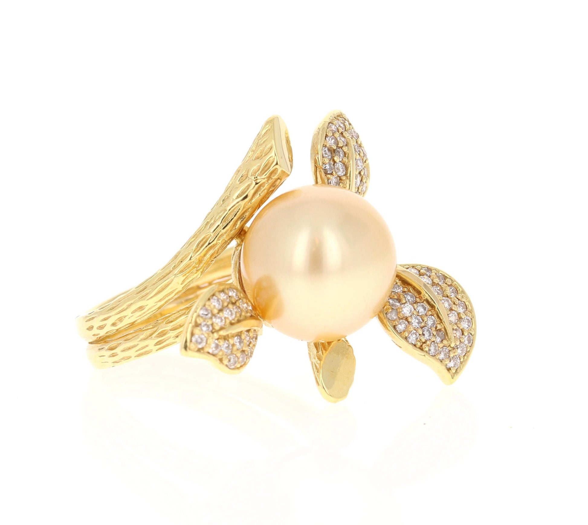 South Sea Gold Pearl Diamond Yellow Gold Statement Ring