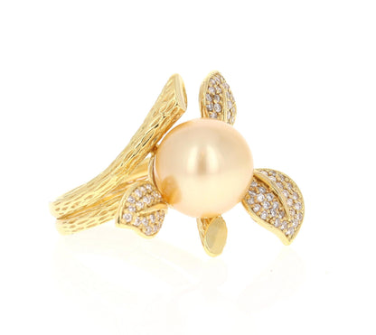 South Sea Gold Pearl Diamond Yellow Gold Statement Ring