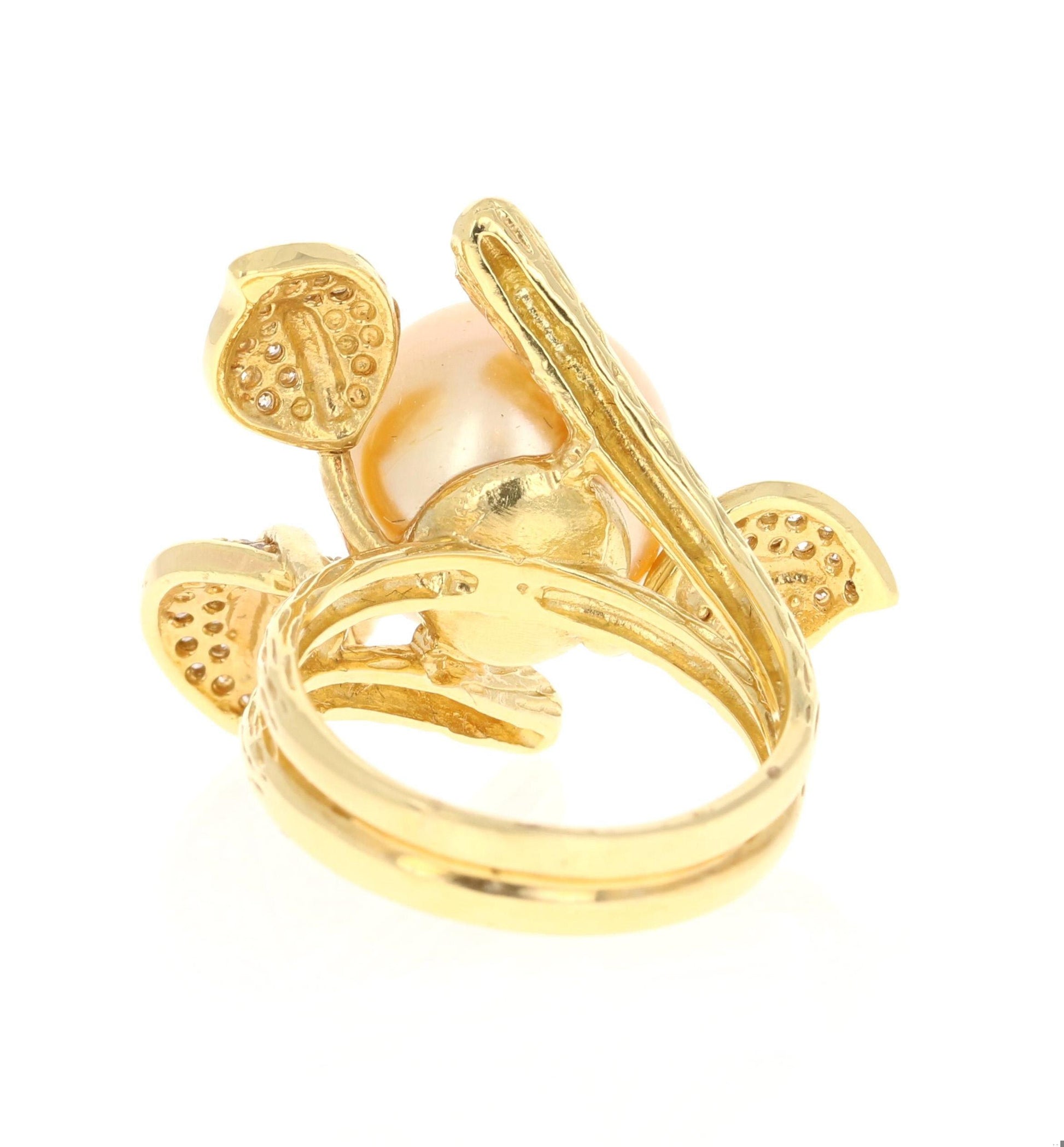 South Sea Gold Pearl Diamond Yellow Gold Statement Ring