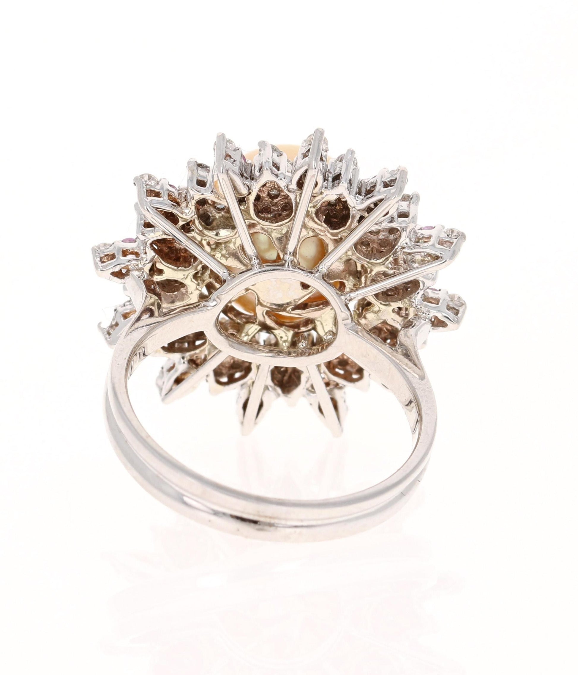 South Sea Golden Pearl Diamond 14 Karat White Gold Ring