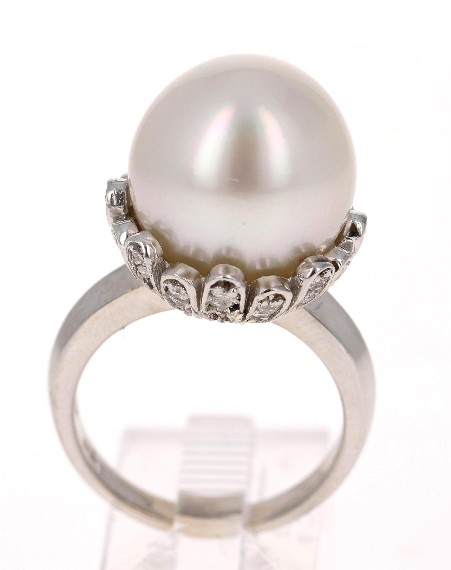 South Sea Pearl and Diamond 14 Karat White Gold Cocktail Ring