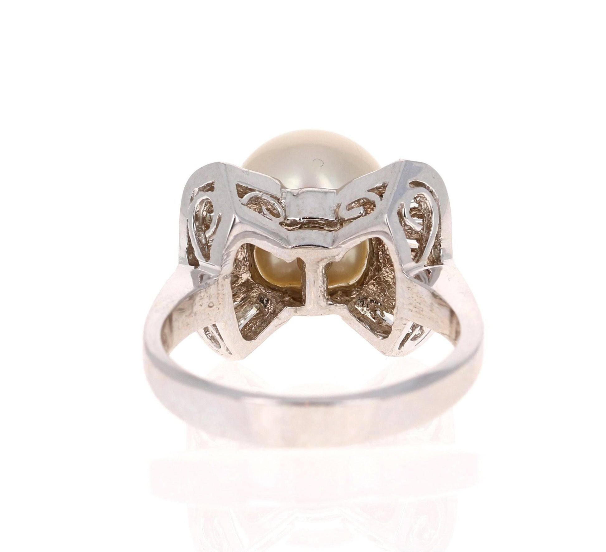 South Sea Pearl and Diamond 14 Karat White Gold Cocktail Ring