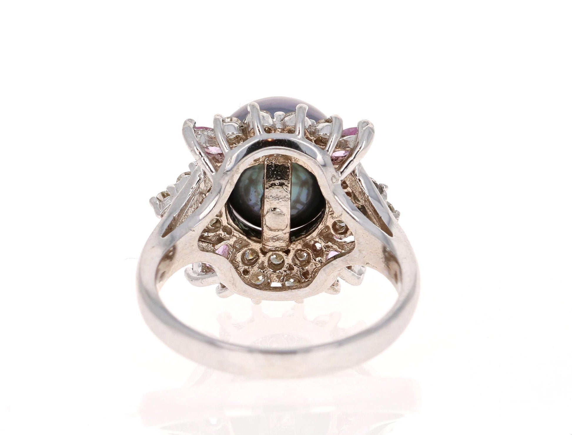 Tahitian Pearl and Diamond 14 Karat White Gold Cocktail Ring