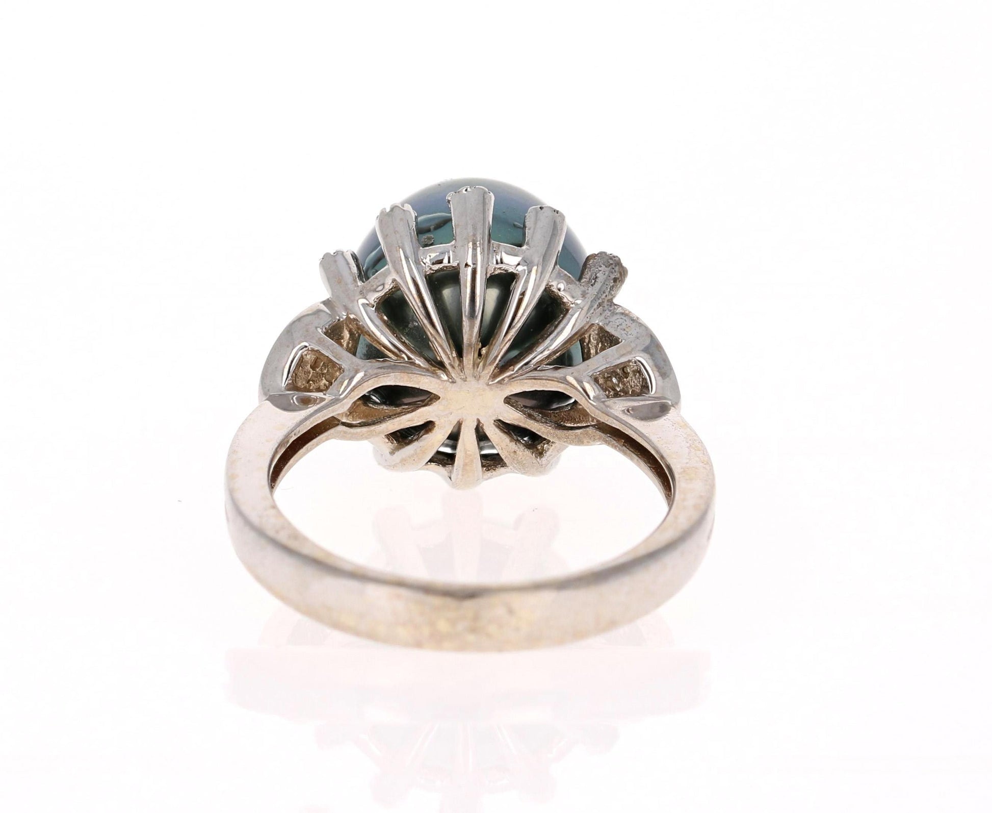 Tahitian Pearl and Diamond 14 Karat White Gold Cocktail Ring