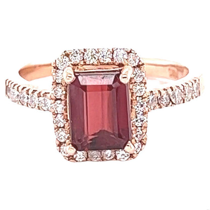 Tourmaline Diamond Rose Gold Engagement Ring