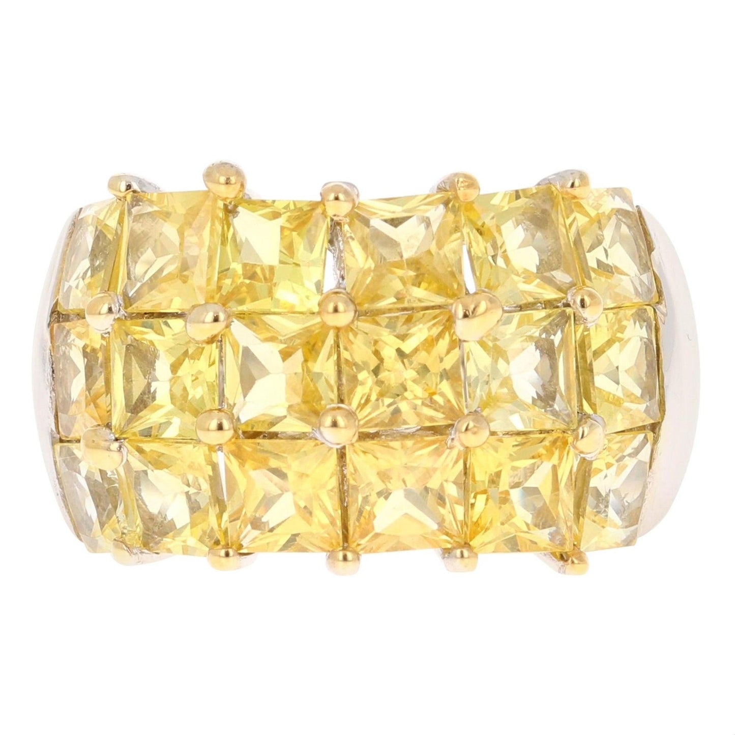 Yellow Sapphire White Gold Statement Ring