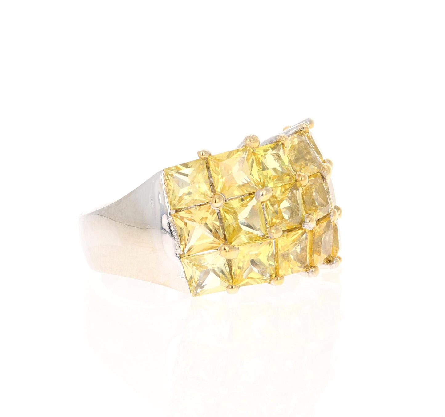 Yellow Sapphire White Gold Statement Ring