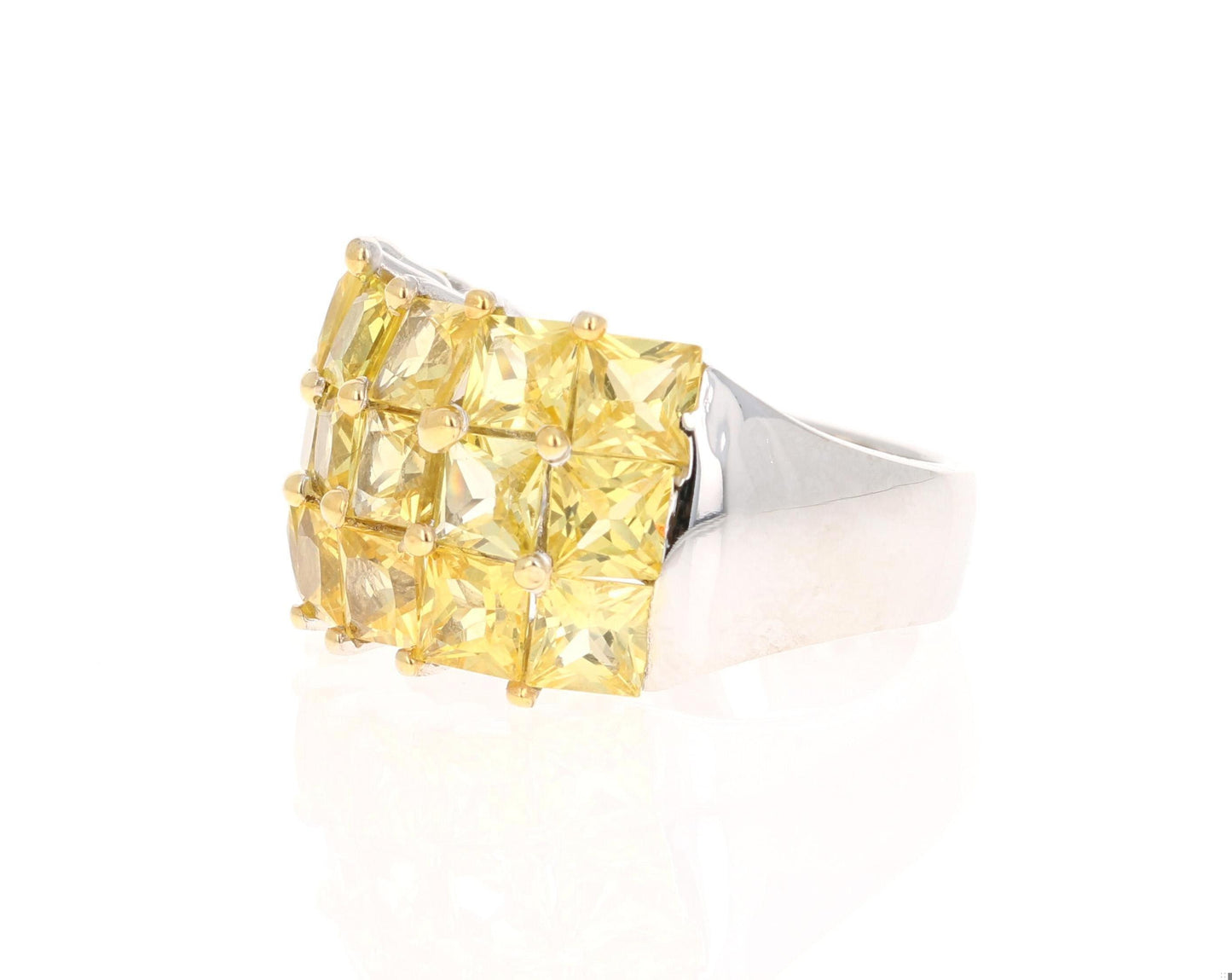 Yellow Sapphire White Gold Statement Ring