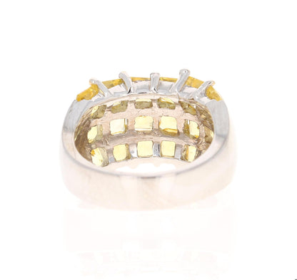 Yellow Sapphire White Gold Statement Ring