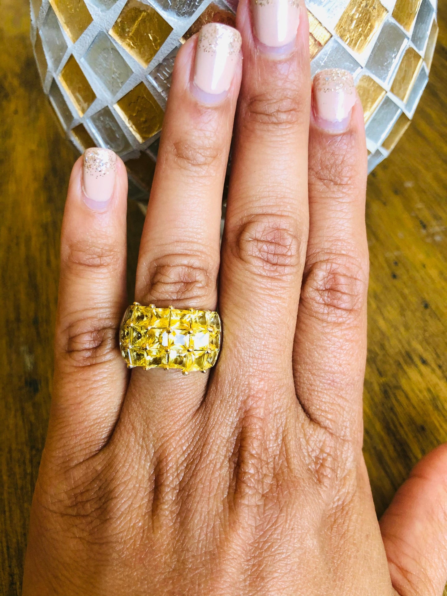 Yellow Sapphire White Gold Statement Ring