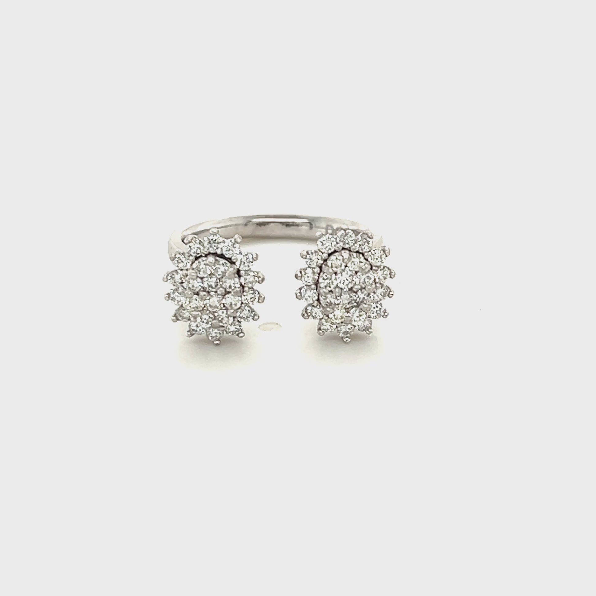 Natural Diamond 0.74 Carat White Gold Cuff Ring