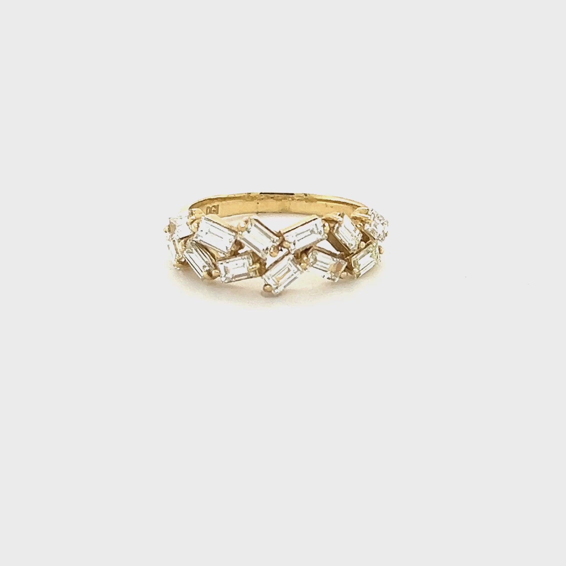Natural Baguette Diamond Yellow Gold Stackable Band Ring