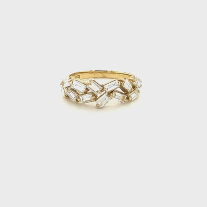 Natural Baguette Diamond Yellow Gold Stackable Band Ring