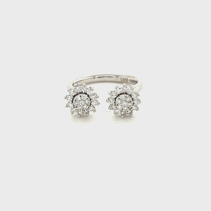 Natural Diamond 0.68 Carat White Gold Cluster Cuff Ring